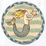 Earth Rugs Mermaid Star Round Coaster Set – 7"x7" Coastal Jute Accent Decor