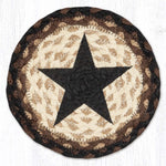 Earth Rugs Black Star Round Large Jute Coaster – 7"x7" Rustic Farmhouse Braided Table Accent