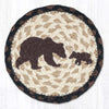 Earth Rugs Happy Bear Cub Round Jute Coaster – 7"x7" Hand-Stenciled Rustic Accent