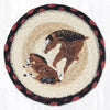 Earth Rugs Horse Mom & Foal Coaster – 7" Round Braided Jute Mat