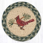 Earth Rugs Cardinal Red Bird Round Coaster – Handcrafted Braided 7" Table Protector