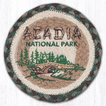 Earth Rugs Acadia Bridge Round Coaster – 7"x7" Scenic Jute Accent with Rustic Landscape Design