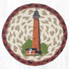 Earth Rugs Lighthouse Coaster – 7" Round Currituck Coastal Scene Accent