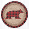 Earth Rugs Plaid Bear Coaster – 7" Round Rustic Jute Cabin Accent