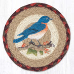 Earth Rugs Bluebird Round Coaster – 7"x7" Braided Jute Accent with Spring Bird & Floral Design