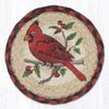 Winter Cardinal Round Coaster – 7" Rustic Holiday Jute Accent Mat