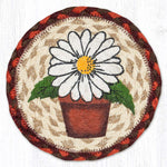 Earth Rugs Round Flower Power Coaster – 7"x7" Braided Jute, Colorful Boho Style, Eco-Friendly Table Decor
