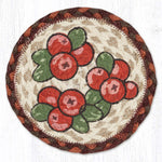 Earth Rugs Holly Berries Round Coaster – 7"x7" Braided Jute with Hand-Stenciled Holiday Design