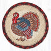 Harvest Turkey Round Large Coaster 7"x7" Braided Jute