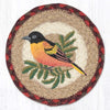 Nature Bird Coaster – Earth Rugs Oriole Hand-Stenciled Round Jute Design