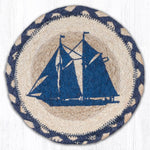 Earth Rugs Schooner Round Large Coaster 7" Nautical Farmhouse Accent
