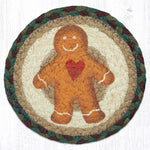 Earth Rugs Festive Gingerbread Man Round Coaster 7" Christmas Farmhouse Drink Mat