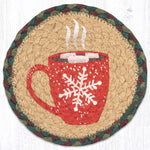 Earth Rugs Large Round Hot Cocoa Coaster 7" Decorative Christmas Tableware