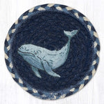 Earth Rugs Decorative Beluga Whale Round Coaster 7" Coastal Farmhouse Dining Mat