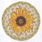 Earth Rugs Sunflower Round Large Coaster 7" Rustic Farmhouse Table Accent