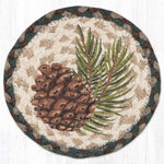 Earth Rugs Graphic Pinecone Round Large Coaster 7" Rustic Lodge Table Accent