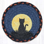 Earth Rugs Cat and Moon Round Large Coaster 7" Rustic Farmhouse Table Accent