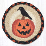 Earth Rugs Rustic Lodge Crow Pumpkin Round Coaster 7" Eco-Friendly Halloween Accent