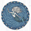 Mermaid Swimming Round Large Coaster 7"x7" Braided Jute
