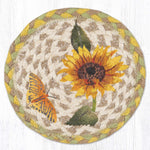 Earth Rugs Sunflower Field Round Large Coaster – 7"x7" Rustic Farmhouse Floral Accent