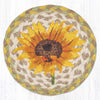 "Earth Rugs Sunflower Round Large Coaster 7x7 Rustic Farmhouse Floral Accent"