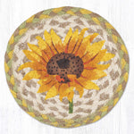 Earth Rugs Sunflower Round Large Coaster – 7"x7" Rustic Farmhouse Floral Accent