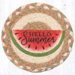 Earth Rugs Watermelon Round Large Coaster – 7"x7" Rustic Farmhouse Summer Accent