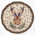 Earth Rugs Jackalope Portrait Round Large Coaster – 7"x7" Rustic Wildlife Farmhouse Accent