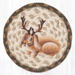 Earth Rugs Jackalope Round Large Coaster – 7"x7" Rustic Wildlife Farmhouse Accent