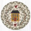 "Earth Rugs House & Garland Round Large Coaster 7x7 Rustic Farmhouse Accent"