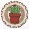 Succulent Trio Coaster – 7" Round Braided Jute with Desert Plant Design