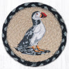 Coastal Puffin Coaster – 7" Round Jute Mat with Seabird Design