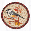 Wildlife Chickadee Coaster – 7" Round Braided Jute with Bird Motif