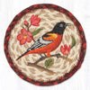 Wildlife Oriole Coaster – 7" Round Braided Jute with Bird Motif