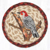 Wildlife Woodpecker Coaster – 7" Round Braided Jute with Bird Motif