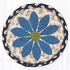 Bold Blue Flower Coaster – Earth Rugs 7" Round Braided Jute Accent