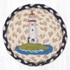 Nautical White Lighthouse Coaster – Earth Rugs 7" Braided Jute Accent