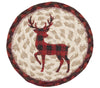 Rustic Red Plaid Deer Coaster – Earth Rugs 7" Round Braided Jute Accent
