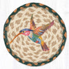 Earth Rugs Hummingbird Coaster – 7" Round Jute Mat with Ruby Throated Bird Design