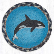 Marine Life Coaster – Braided Orca Drink Mat in Ocean Tones by Earth Rugs