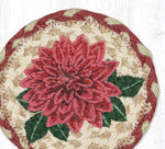 Rustic Flower Coaster – Burgundy Dahlia on Natural Braided Jute Mat