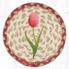 Earth Rugs Tulip Coaster – 7" Round Spring Floral Mat in Braided Jute