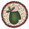 Earth Rugs Green Mitten Coaster – 7" Holiday Drink Mat in Braided Jute