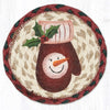 Earth Rugs Snowman Mitten Coaster – 7" Braided Jute Winter Table Mat