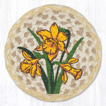 Earth Rugs Rustic Daffodil Round Coaster – 7" Braided Jute Table Mat