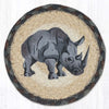 "Earth Rugs Rhino Round Large Coaster 7x7 Rustic Wildlife Accent"