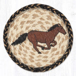 Earth Rugs Galloping Horse Round Coaster – Large 7" Rustic Western Table Accent