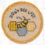 Honey Bee Large Coaster – 7" x 7" Round Braided Jute Hand-Stenciled Coaster By Earth Rugs