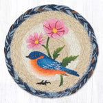 Earth Rugs Handmade Bluebird Round Coaster – 7" Country Rustic Tabletop Accent