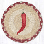 Earth Rugs Rustic Single Chili Pepper Round Coaster – Large 7" Country Kitchen Style